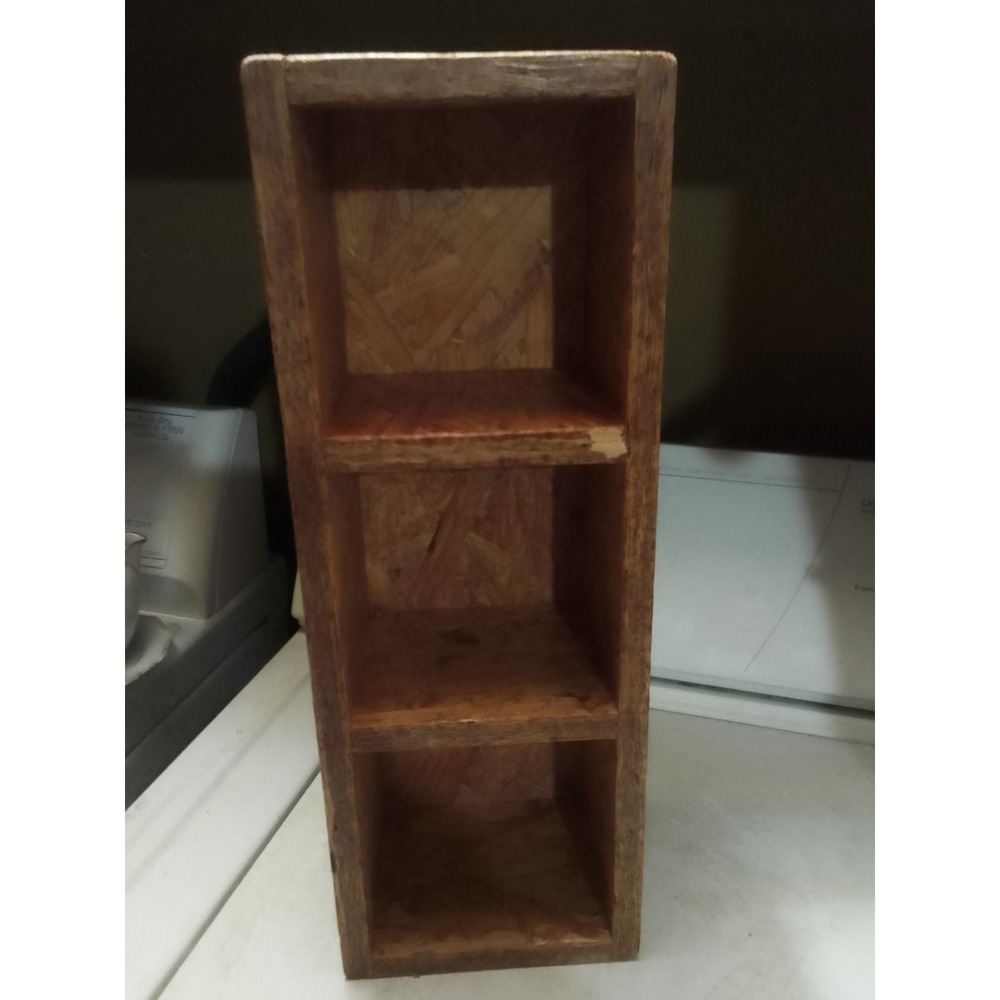 Handcrafted Wood 3 Compartment Shelf/ Box Initials Carved In It K O H Demensions